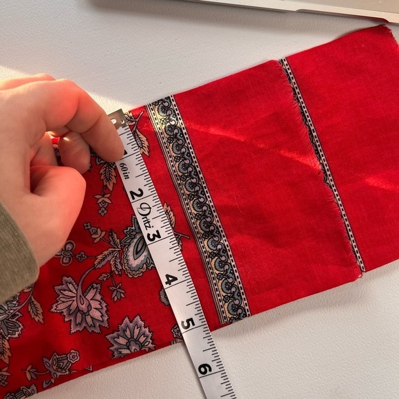 Ginnie Johansen vintage red twilly thin double layer style scarf flower print - Picture 7 of 7